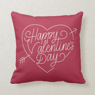 Happy Valentine's Day Typography   Throw Pillow