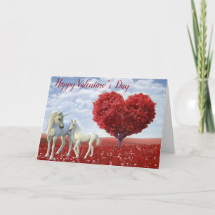 Happy Valentine's day Unicorn Mother and Foal Card