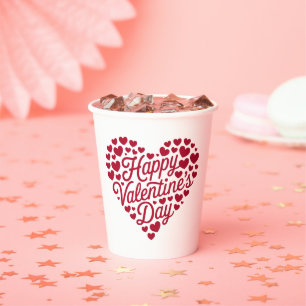 Happy Valentines Day Valentine Love Heart Paper Cups