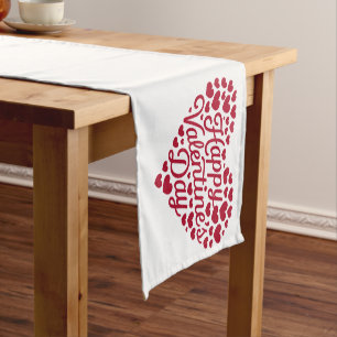 Happy Valentines Day Valentine Love Heart Short Table Runner