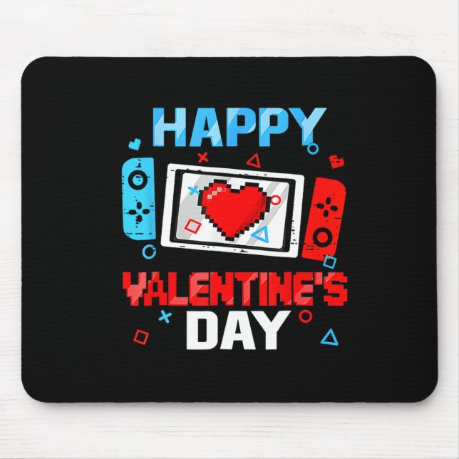 Happy Valentines Day Video Game Controller Heart B Mouse Pad (Front)