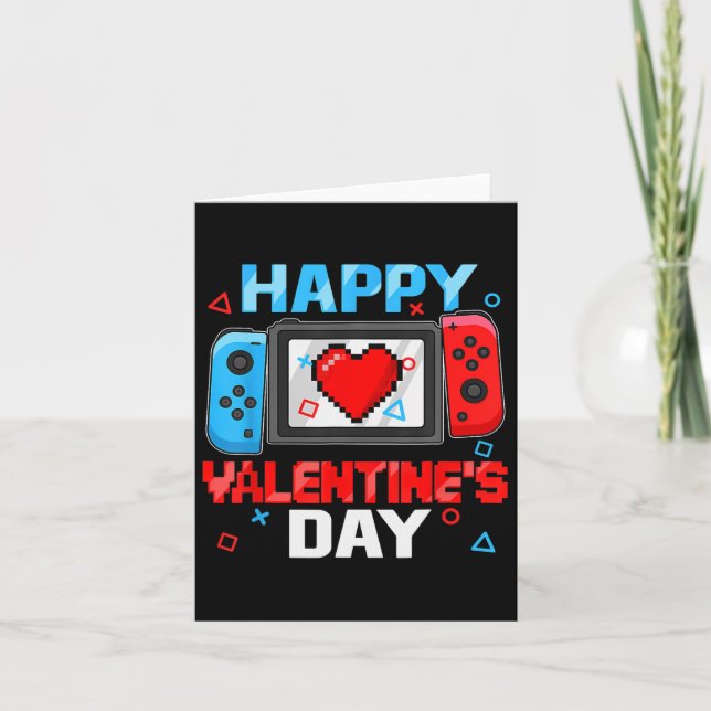 Happy Valentines Day Video Game Controller Heart T Card (Front)