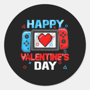 Happy Valentines Day Video Game Controller Heart T Classic Round Sticker