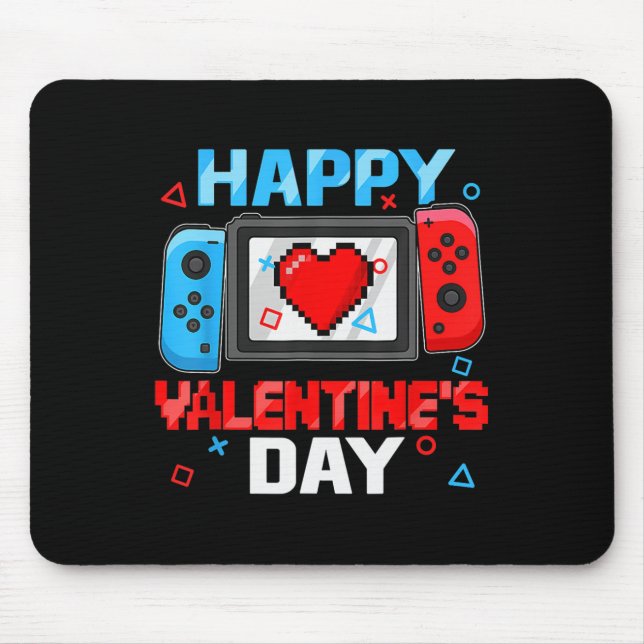 Happy Valentines Day Video Game Controller Heart T Mouse Pad (Front)