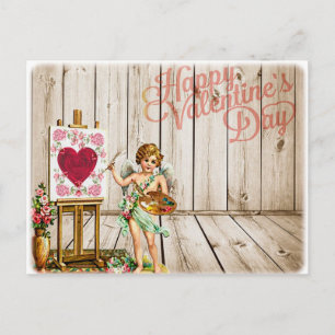 Happy Valentines Day Vintage Cherub Holiday Postcard
