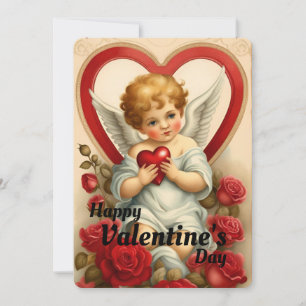Happy Valentine's Day Vintage Cupid  Holiday Card
