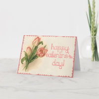 Happy Valentine's Day Vintage Tulip Bouquet Blank 