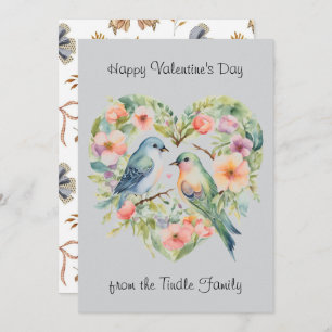 Happy Valentine's Day Watercolor Bird Photo Card
