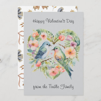 Happy Valentine's Day Watercolor Bird Photo Card