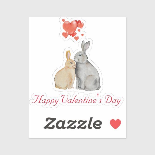 Happy Valentine's Day watercolor bunnies (Sheet)