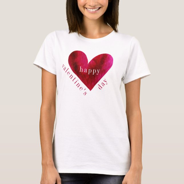 Happy Valentine's Day | Watercolor Heart T-Shirt (Front)
