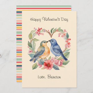 Happy Valentine's Day Watercolor Love Birds Card