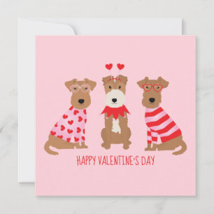 Happy Valentines Day Welsh Wire Fox Terrier Dogs Invitation