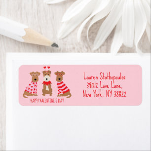 Happy Valentines Day Welsh Wire Fox Terrier Dogs Return Address Label