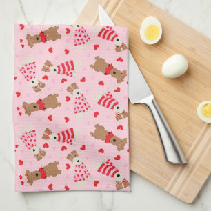 Happy Valentines Day Welsh Wire Fox Terrier Dogs Tea Towel