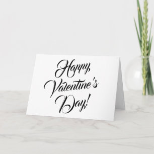 Happy Valentine's Day white black elegant script Card
