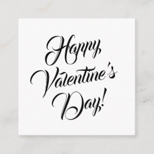 Happy Valentine's Day white black elegant script Enclosure Card