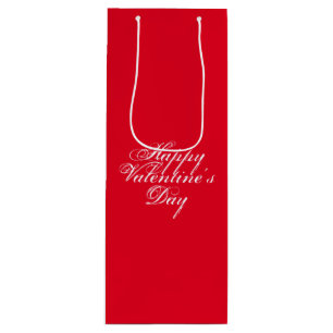 Happy Valentine's Day, white letters, red gift Wine Gift Bag