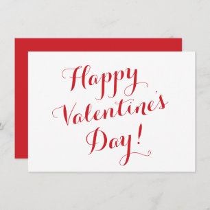 Happy Valentine's Day white red script calligraphy Card