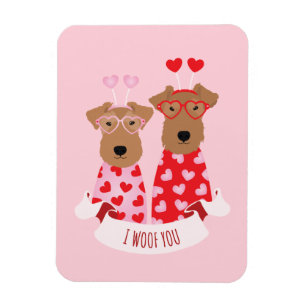 Happy Valentines Day Wire Fox Terrier Dogs Magnet