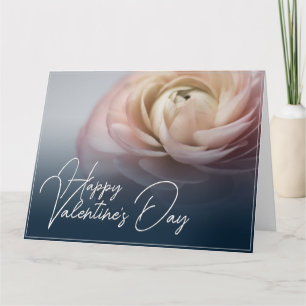 Happy Valentine's Day with big pink rose Thank You Card
