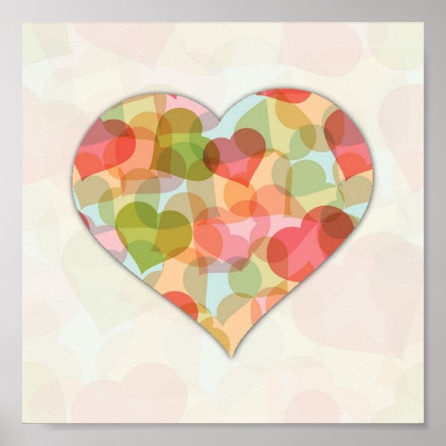 Happy Valentines Day with colourful hearts Poster (Front)