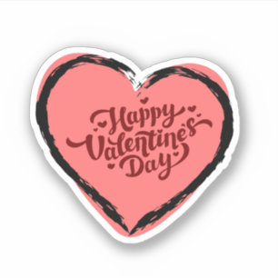 Happy Valentine's day with cute pink heart Sticker