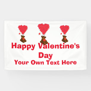 Happy Valentines Day with cute teddy bear Banner