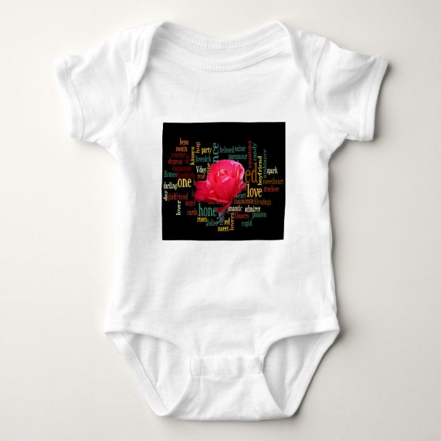 Happy Valentine's Day With Elegant Red Roses Baby Bodysuit (Front)