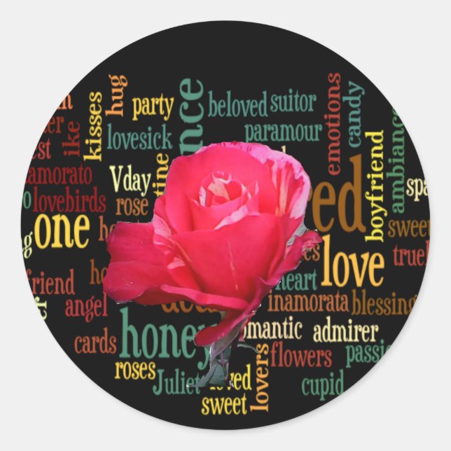 Happy Valentine's Day With Elegant Red Roses Classic Round Sticker (Front)