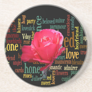 Happy Valentine's Day With Elegant Red Roses Coaster
