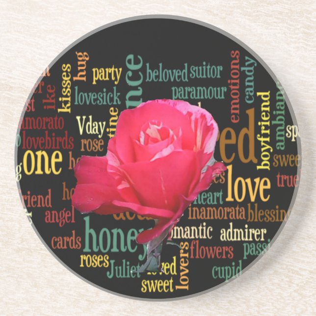 Happy Valentine's Day With Elegant Red Roses Coaster (Front)