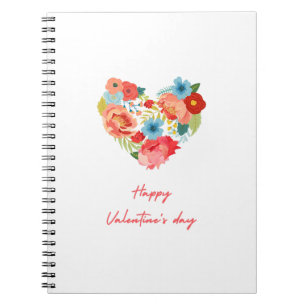 Happy Valentine's Day With Flowers Colourful Notebook