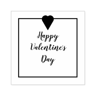Happy Valentine's Day with Heart Rubber Stamp