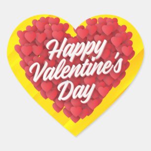 Happy Valentine's Day with Hearts Design-23056 Heart Sticker