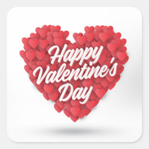 Happy Valentine's Day with Hearts Design-23056 Square Sticker