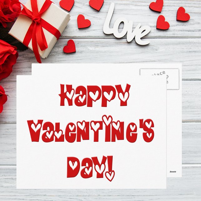 Happy Valentine's Day with Hearts Holiday Postcard (Happy Valentine's Day with Hearts Holiday Postcard)