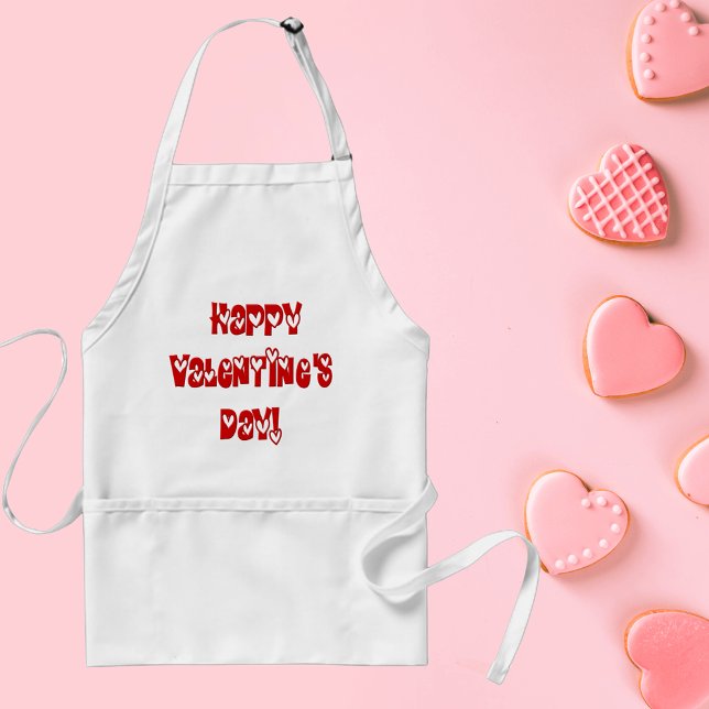 Happy Valentine's Day with Hearts Standard Apron (Happy Valentine's Day with Hearts Adult Apron)