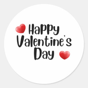 Happy Valentine's Day with love red heart Classic Round Sticker