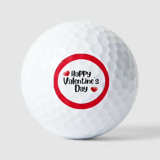 Happy Valentine's Day with love red heart  Golf Balls (Front)