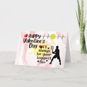 Happy Valentine's Day with Love red hearts Tennis Holiday Card
