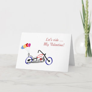 Happy Valentine's Day with motorbike for biker Holiday Card