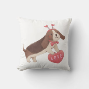 Happy Valentine's Day with Puppy Cushion
