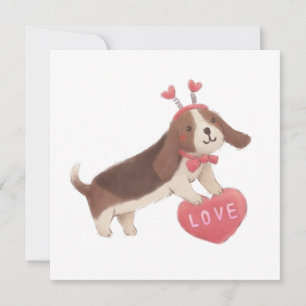 Happy Valentine's Day with Puppy Invitation