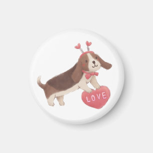 Happy Valentine's Day with Puppy Magnet