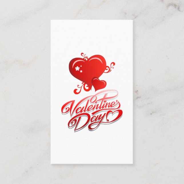 happy valentines day with red hearts business card (Front)