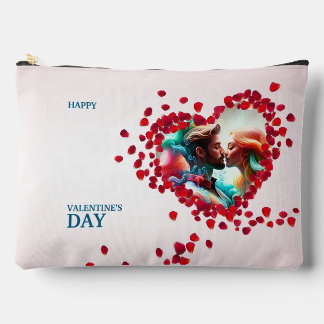 Happy Valentine's Day with Roses Accessory Pouch (Front)