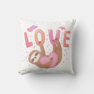 Happy Valentine's Day with Sloth Cushion
