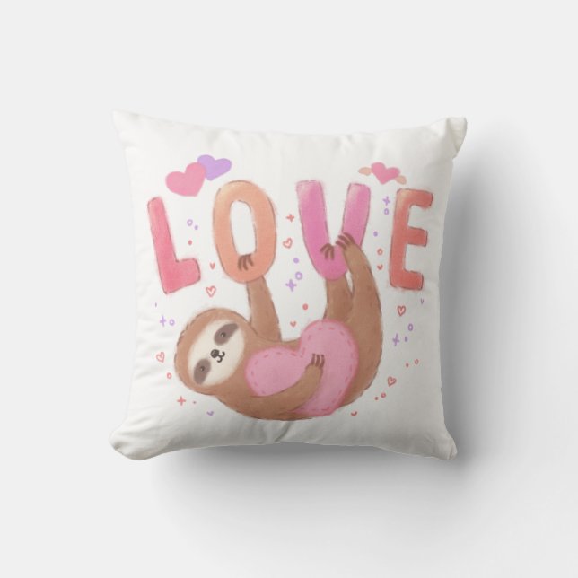 Happy Valentine's Day with Sloth Cushion (Front)