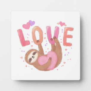 Happy Valentine's Day with Sloth Plaque